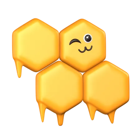Cute Honeycomb Wink 3 D Cute Food Icon 3D Icon