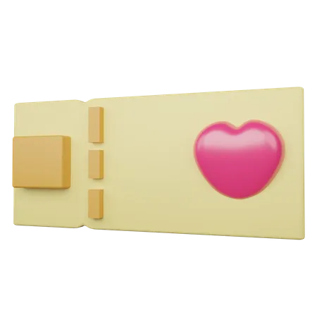 Honeymoon Love Ticket 3D Illustration