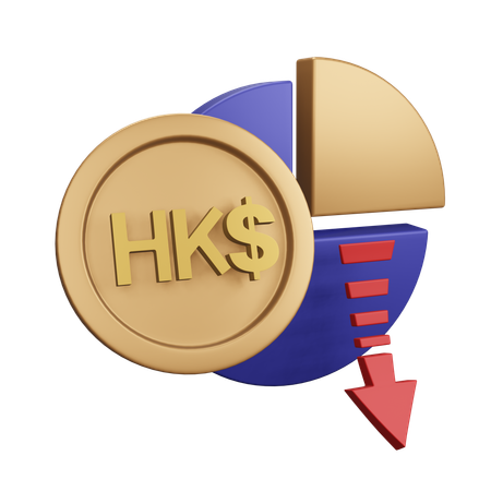 Hong Kong Dollar Decrease Monet Chart  3D Icon