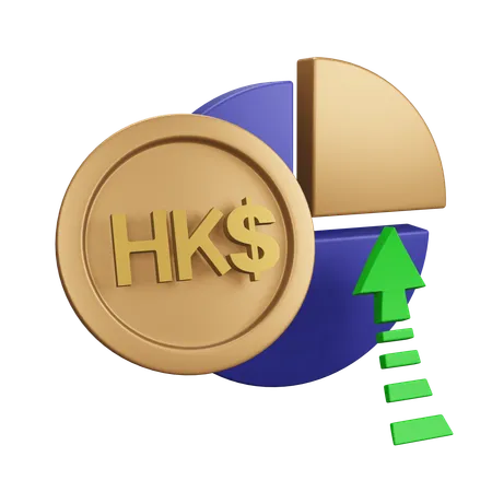 Hong Kong Dollar Increase Monet Chart  3D Icon