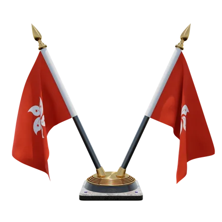 Hongkong Doppelter (V) Tischflaggenständer  3D Icon