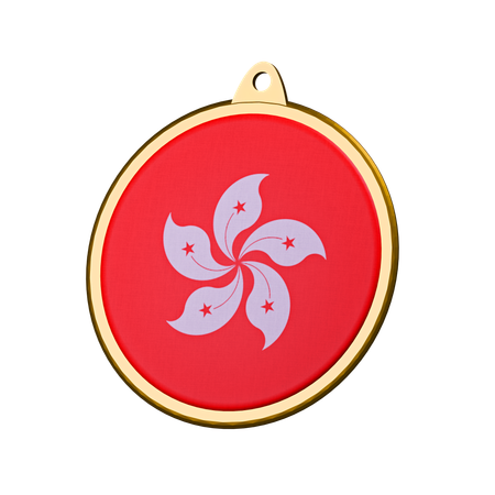 Hong Kong Flag Medal Badge  3D Icon