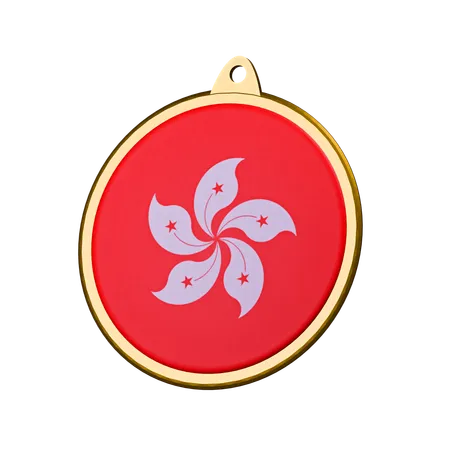 Hong Kong Flag Medal Badge  3D Icon