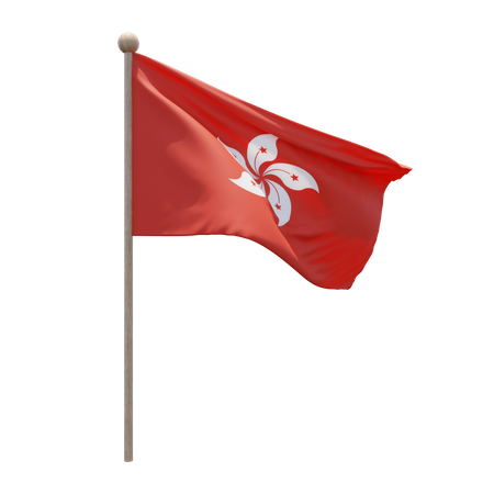 Hong Kong Flagpole  3D Illustration
