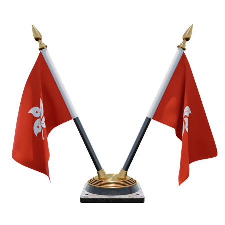 Suporte de bandeira de mesa dupla (V) de Hong Kong  3D Icon