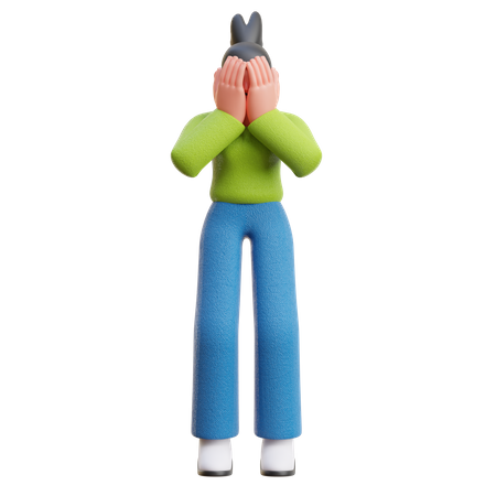 Honte de femme ou pose triste  3D Icon