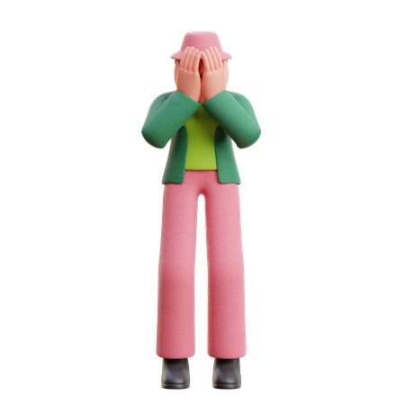 Honte de femme ou pose triste  3D Icon