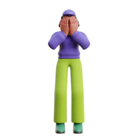 Honte féminine ou pose triste  3D Icon