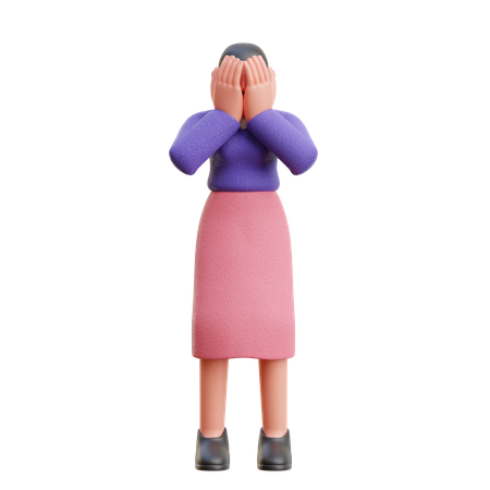 Honte féminine ou pose triste  3D Icon