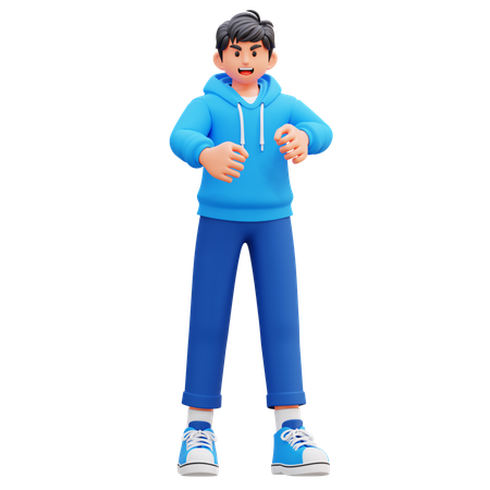 Hoodie Boy Feeling Anrgy  3D Illustration