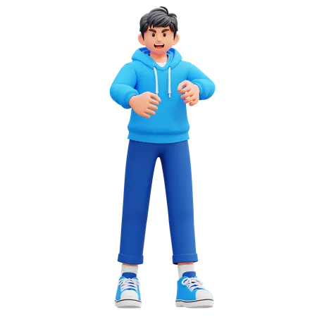 Hoodie Boy Feeling Anrgy  3D Illustration
