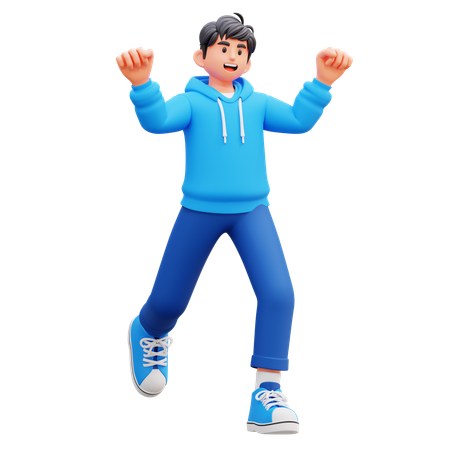 Hoodie Boy Feeling Happy  3D Illustration