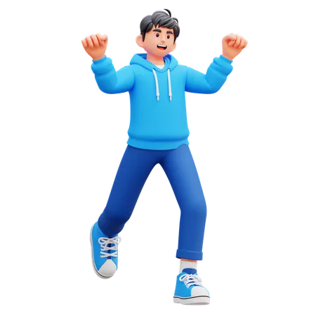 Hoodie Boy Feeling Happy  3D Illustration