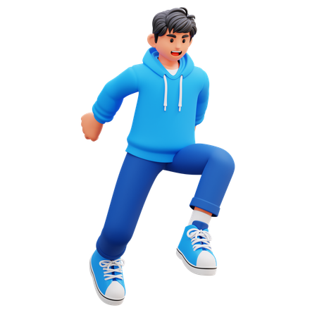 Hoodie Boy Giving Active Pose  3D Illustration