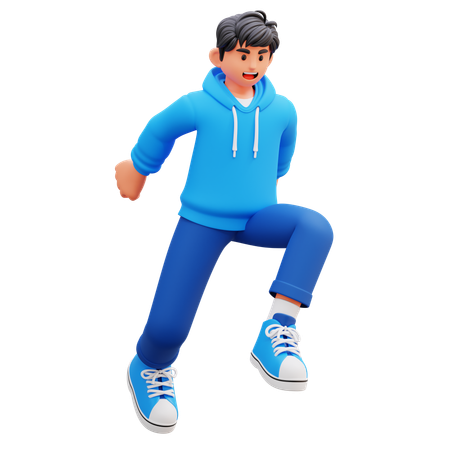 Hoodie Boy Giving Active Pose  3D Illustration