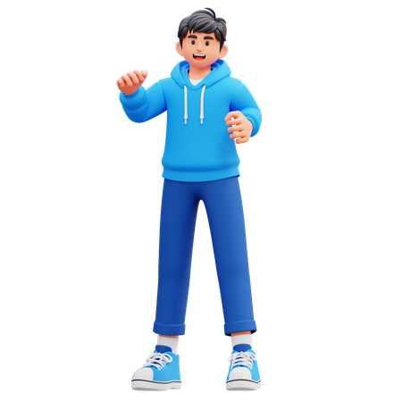 Hoodie Boy Giving Standing Pose 3D Illustration