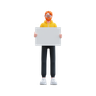 man holding blank board 3d images