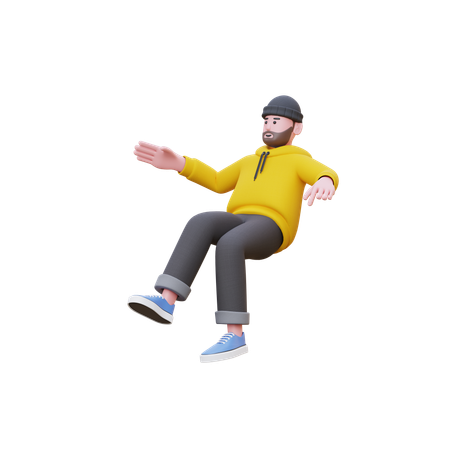 Hoodies Man Flying In Air  3D Illustration