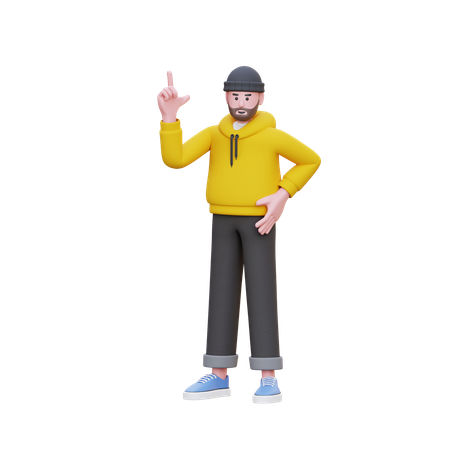 Hoodies Man Having Idea  3D Illustration