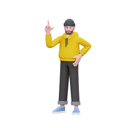 Hoodies Man Having Idea  3D Illustration