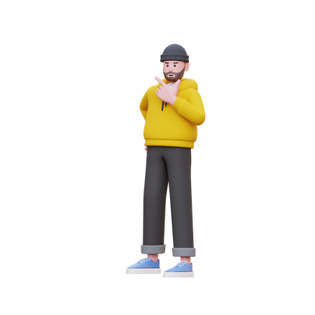 Hoodies Man Thinking Something While Standing  3D Illustration