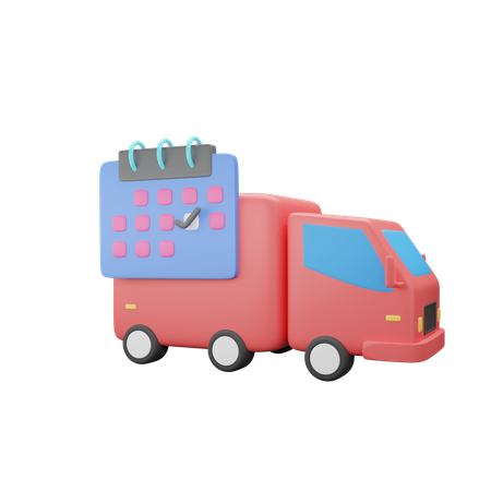 Camion horaire de ramassage  3D Illustration