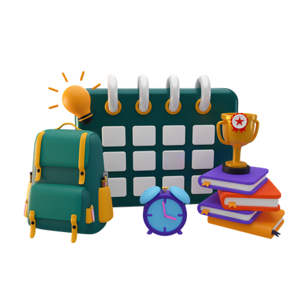 Calendrier scolaire  3D Illustration