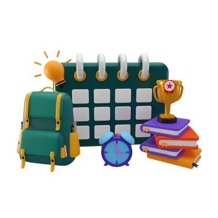 Calendrier scolaire  3D Illustration