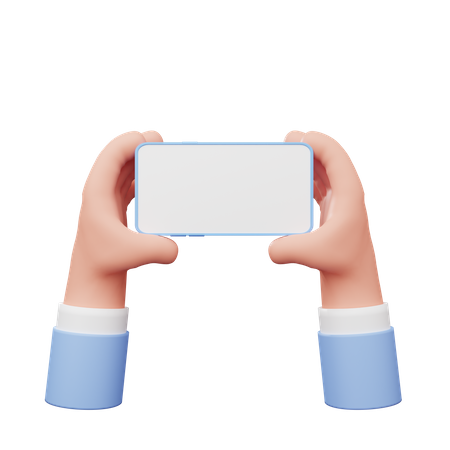 Horizontal Mobile Holding Gesture  3D Illustration