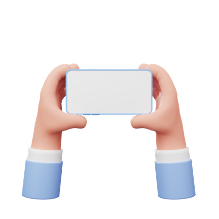 Horizontal Mobile Holding Gesture 3D Illustration