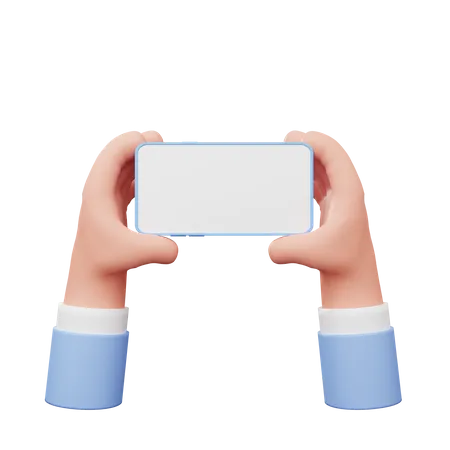 Horizontal Mobile Holding Gesture  3D Illustration