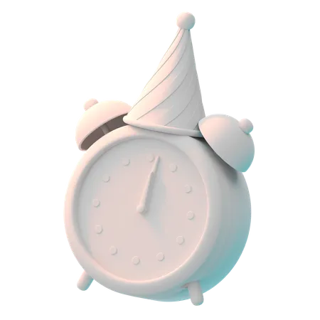 Horloge avec chapeau de fête  3D Icon