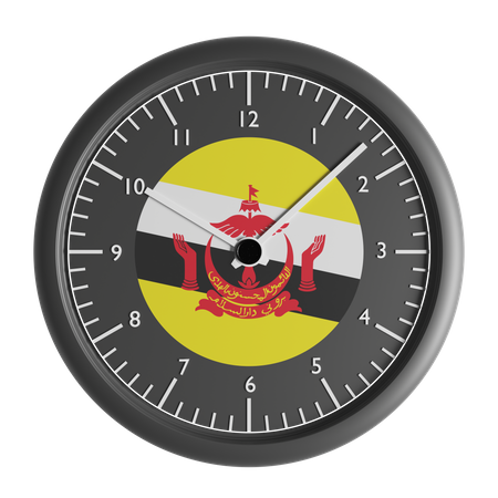 Horloge murale avec le drapeau du Brunei  3D Icon