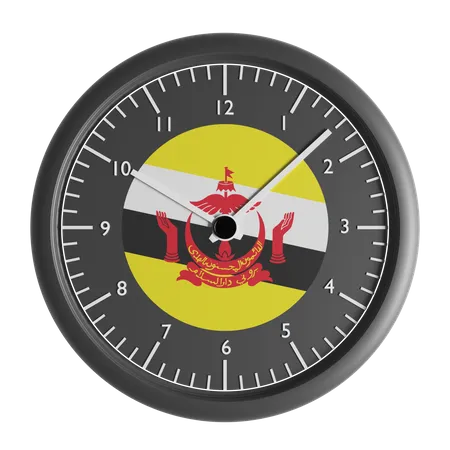 Horloge murale avec le drapeau du Brunei  3D Icon