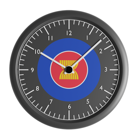 Horloge murale avec le drapeau de l'Association des nations de l'Asie du Sud-Est  3D Icon