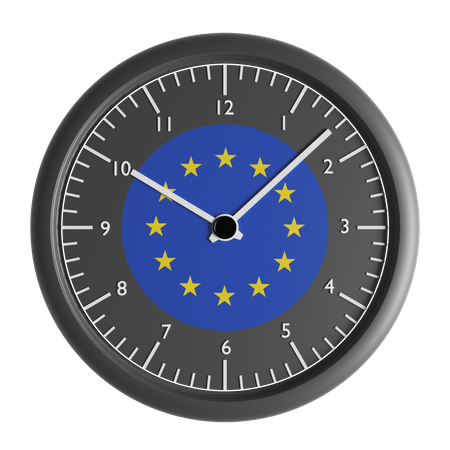 Horloge murale avec le drapeau de l'Union européenne  3D Icon