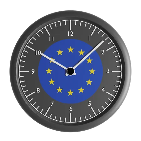 Horloge murale avec le drapeau de l'Union européenne  3D Icon