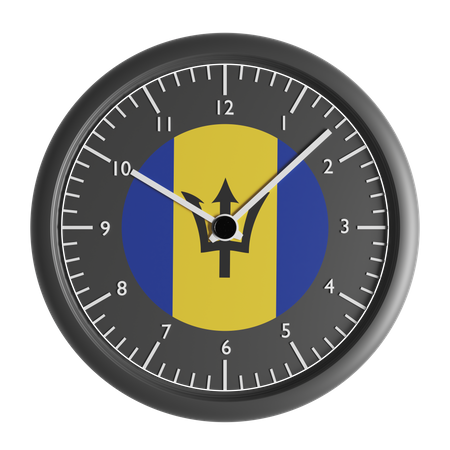 Horloge murale avec le drapeau de la Barbade  3D Icon