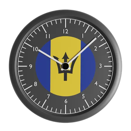 Horloge murale avec le drapeau de la Barbade  3D Icon