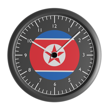 Horloge murale avec le drapeau de la Corée du Nord  3D Icon