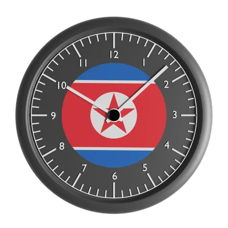 Horloge murale avec le drapeau de la Corée du Nord  3D Icon