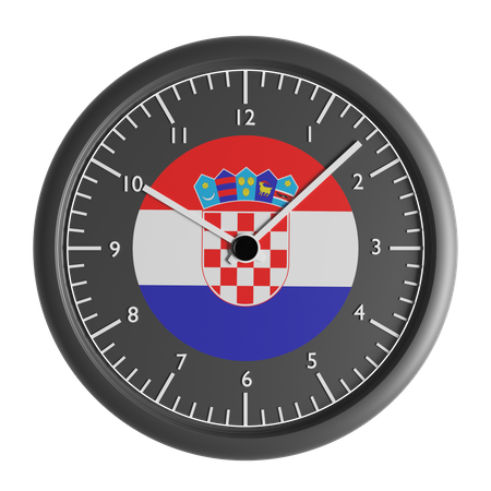 Horloge murale avec le drapeau de la Croatie  3D Icon