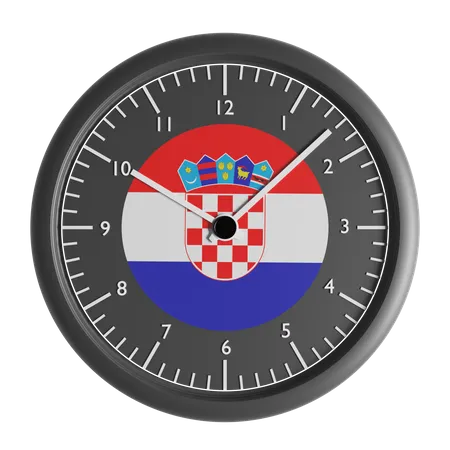 Horloge murale avec le drapeau de la Croatie  3D Icon