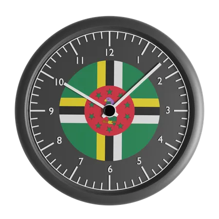 Horloge murale avec le drapeau de la Dominique  3D Icon