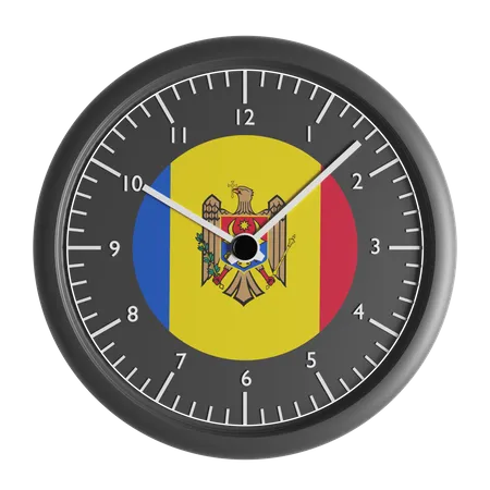 Horloge murale avec le drapeau de la Moldavie  3D Icon