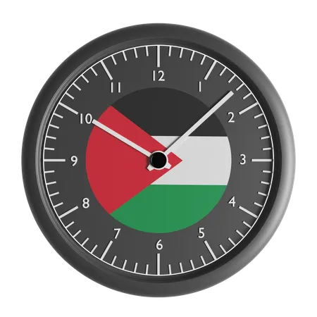 Horloge murale avec le drapeau de la Palestine  3D Icon