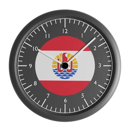 Horloge murale avec le drapeau de la Polynésie française  3D Icon