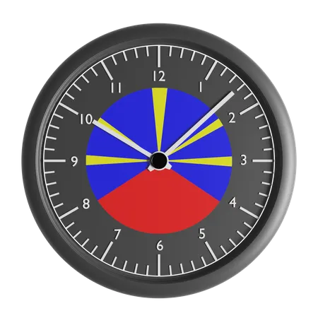 Horloge murale avec le drapeau du Volcan Radiant de la Réunion  3D Icon