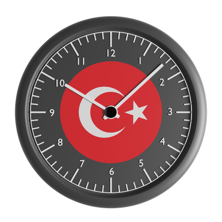 Horloge murale avec le drapeau de la Turquie  3D Icon