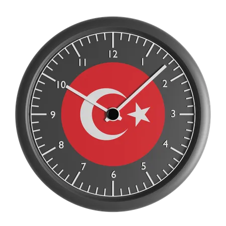 Horloge murale avec le drapeau de la Turquie  3D Icon